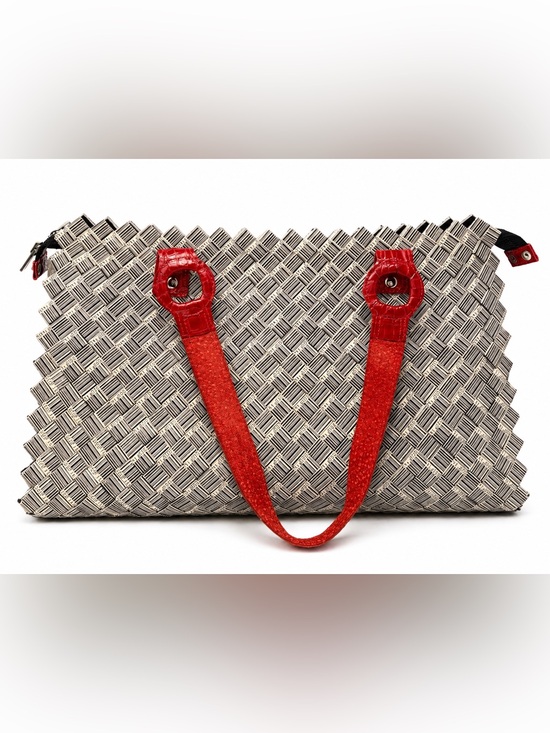 Nahui Ollin Handbags - Nahui Ollin | Woven Upcycled Barcode| Tote Bag